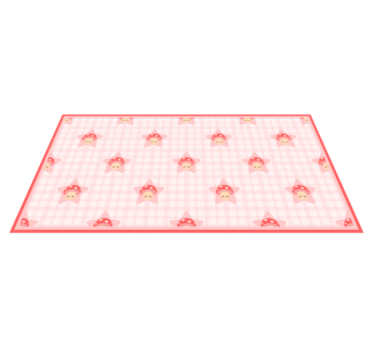 χαριτωμένο ροζ μανιτάρια μοτίβο floral χαλί - TenStickers
