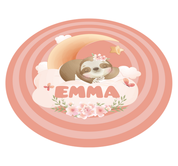 Βινυλιακό χαλί με όνομα χαριτωμένο σχέδιο νωθρότητας - TenStickers