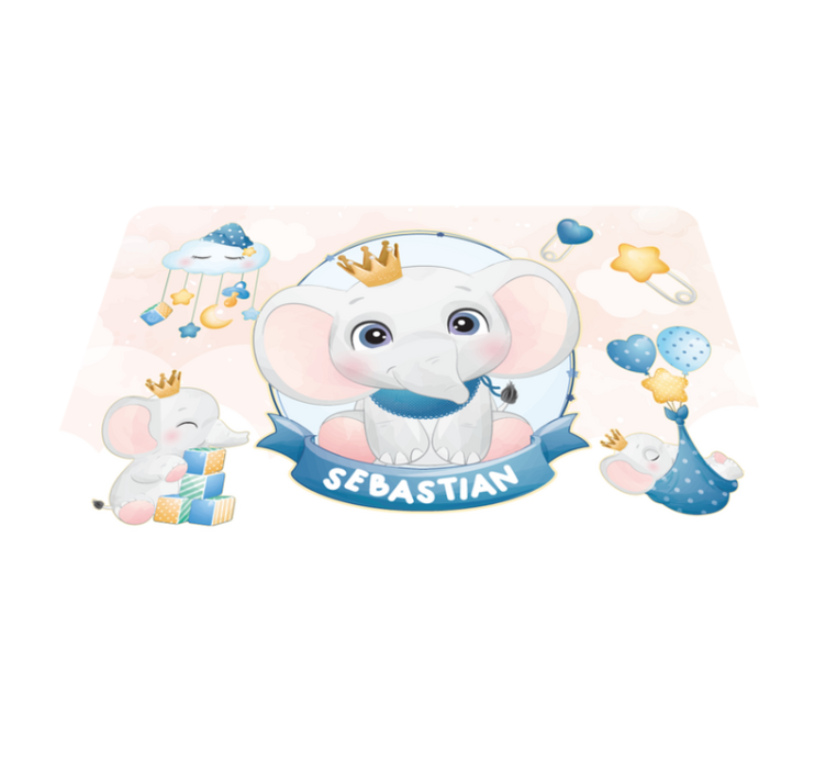 Βινυλιακό χαλί με όνομα εστεμμένος ελέφαντας συμπαίκτης - TenStickers