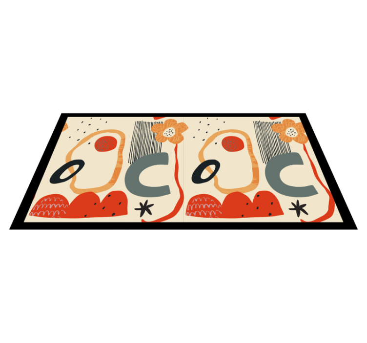 κόκκινο και πορτοκαλί κολάζ αφαιρετικό μοντέρνο χαλί - TenStickers