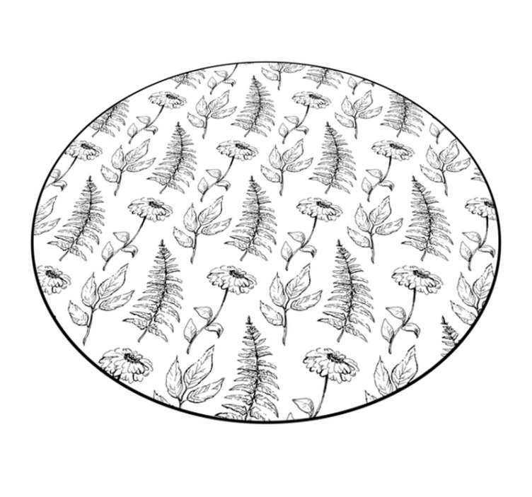 κυκλικό χαλί μαύρο λουλουδάτο περίγραμμα - TenStickers