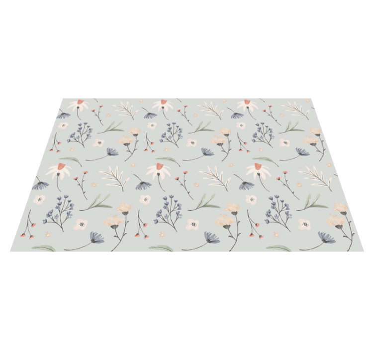 γκρι φλοράλ χαλί με μοτίβο "χάμπτον". - TenStickers