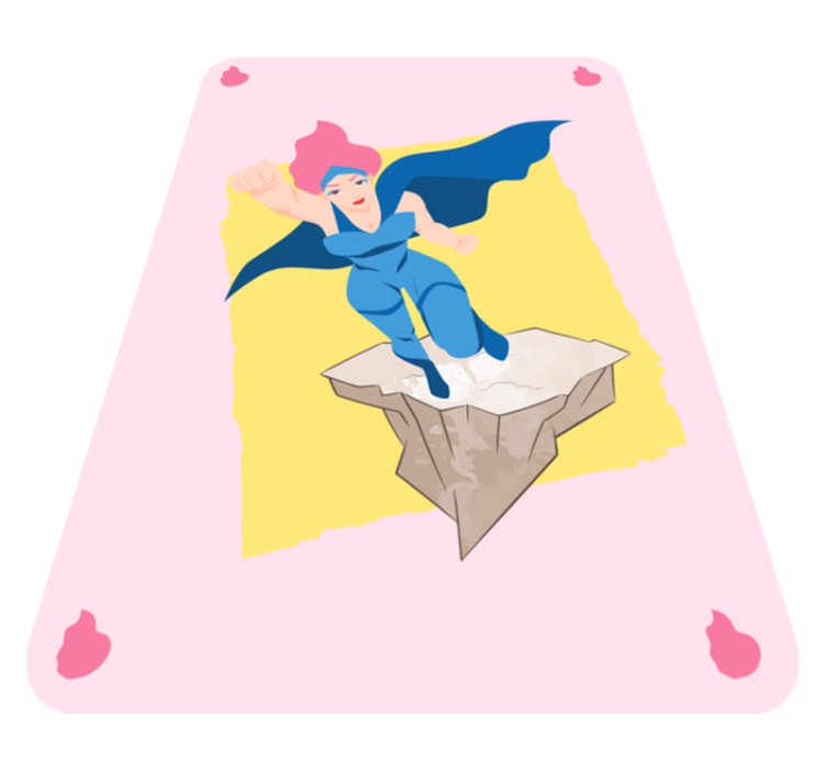 σούπερ-ήρωα κορίτσι ροζ μαλλιά παιδικό χαλί βινυλίου - TenStickers