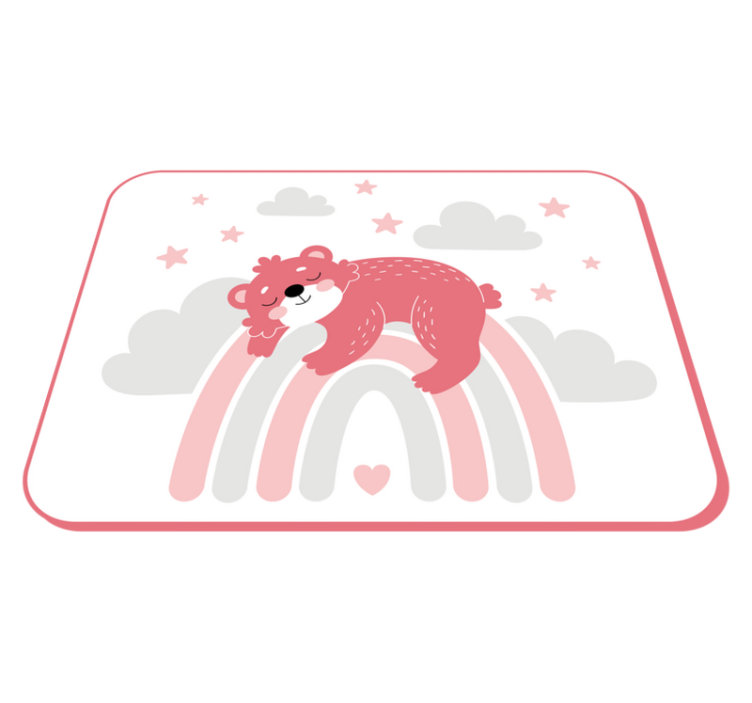 ροζ αρκούδα στο ουράνιο τόξο μωρό χαλάκι παιχνίδι - TenStickers