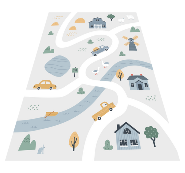 σκανδιναβικό γκρι δρόμου παιδικό χαλάκι παιχνιδιού - TenStickers