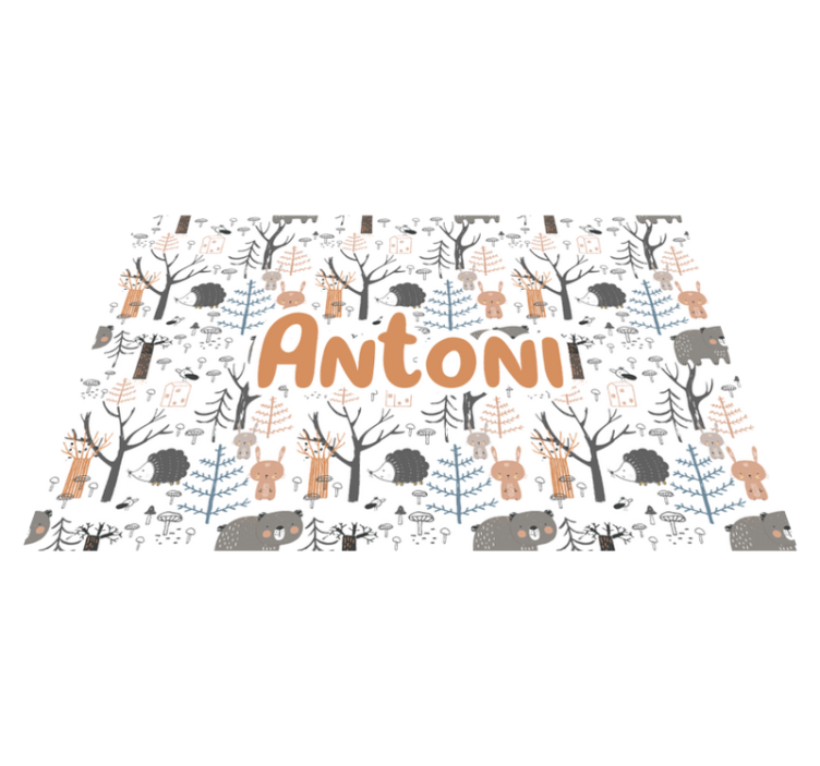 Σκανδιναβικό δάσος με ζώα παιδικό χαλί βινυλίου - TenStickers