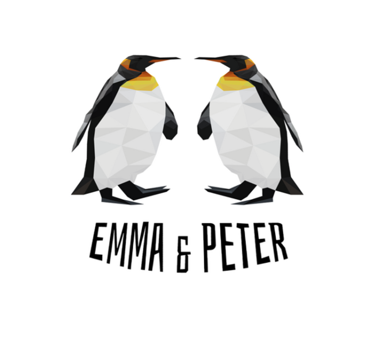 Βινυλιακό χαλί με όνομα γεωμετρικοί πιγκουίνοι - TenStickers