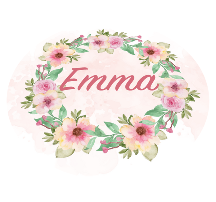 xαλί βινυλίου με ανάγλυφο όνομα στέμμα από λουλούδια - TenStickers