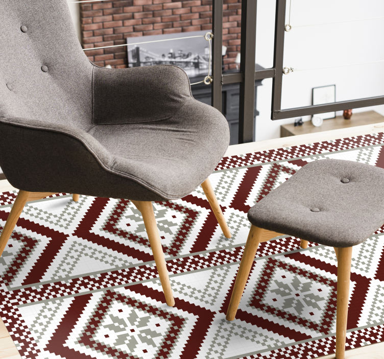 σκανδιναβικές νιφάδες χιονιού κόκκινα γκρι γεωμετρικά χαλιά - TenStickers