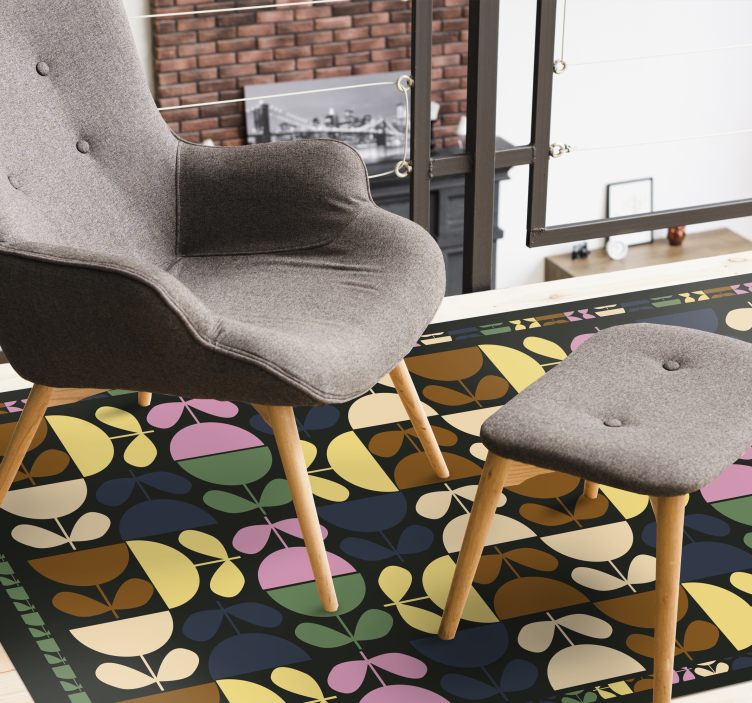 xαλί βινυλίου με εφέ πλακιδίων ζωηρά μοτίβα φύλλων - TenStickers