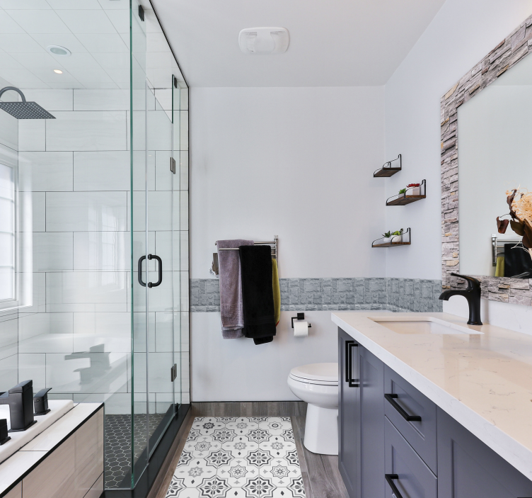 γκρι παντελονιού πλακάκι βινυλίου χαλί - TenStickers