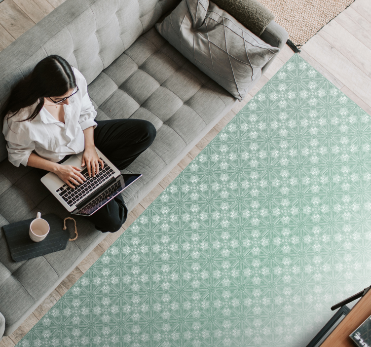 χαλί κρεβατοκάμαρας μοτίβα με πράσινο μέντας - TenStickers