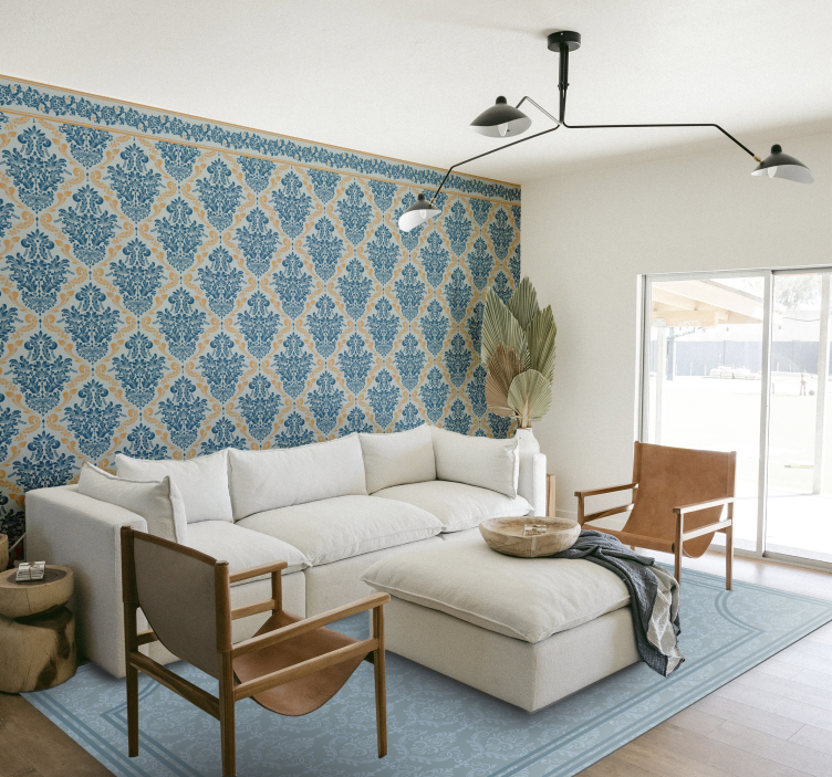 Βινυλιακό χαλί τραπεζαρίας απαλό μπλε μπαρόκ - TenStickers