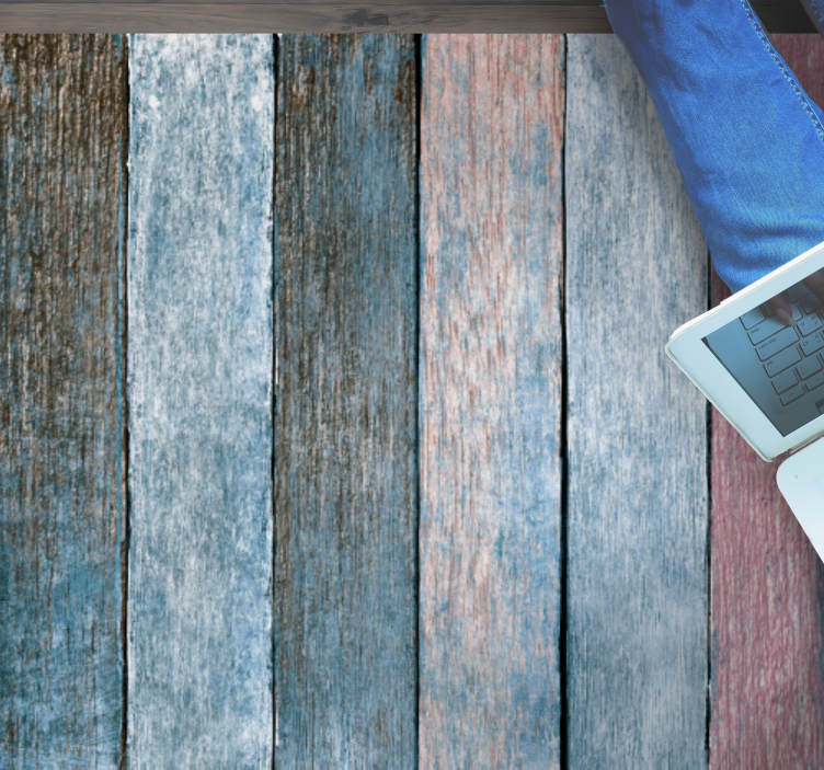 ρουστίκ πολύχρωμες ξύλινες σανίδες υφή χαλί - TenStickers