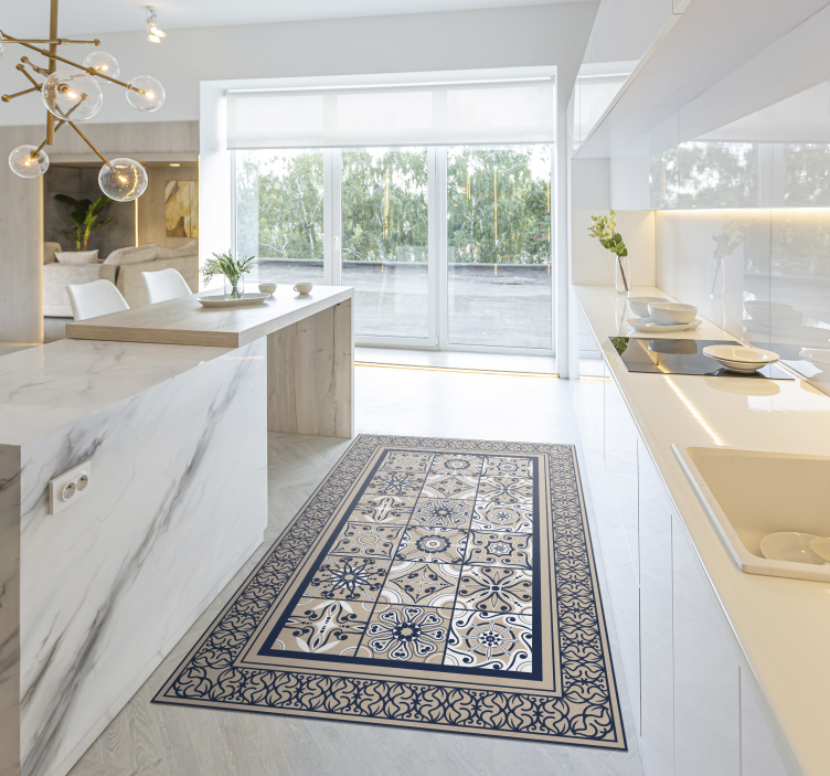 xαλί βινυλίου με εφέ πλακιδίων καφέ vintage πλακάκια - TenStickers