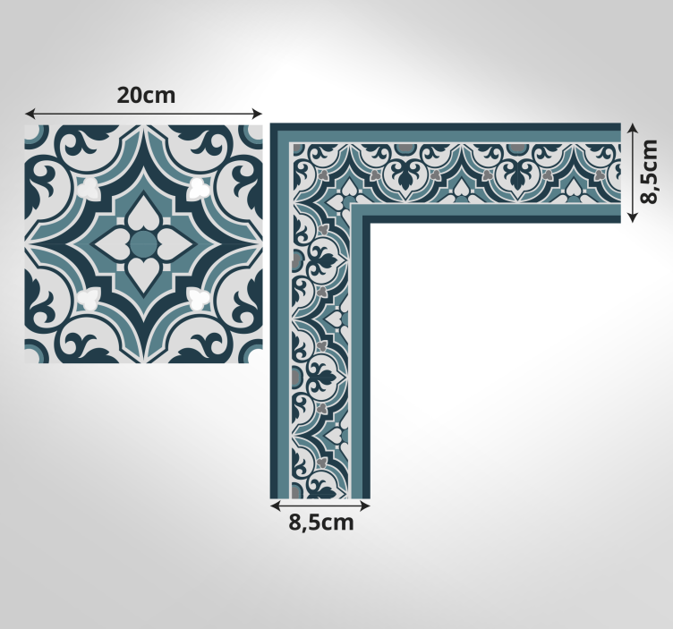 κυανό και μπλε χαλί πλακιδίων κλασικών λουλουδιών - TenStickers