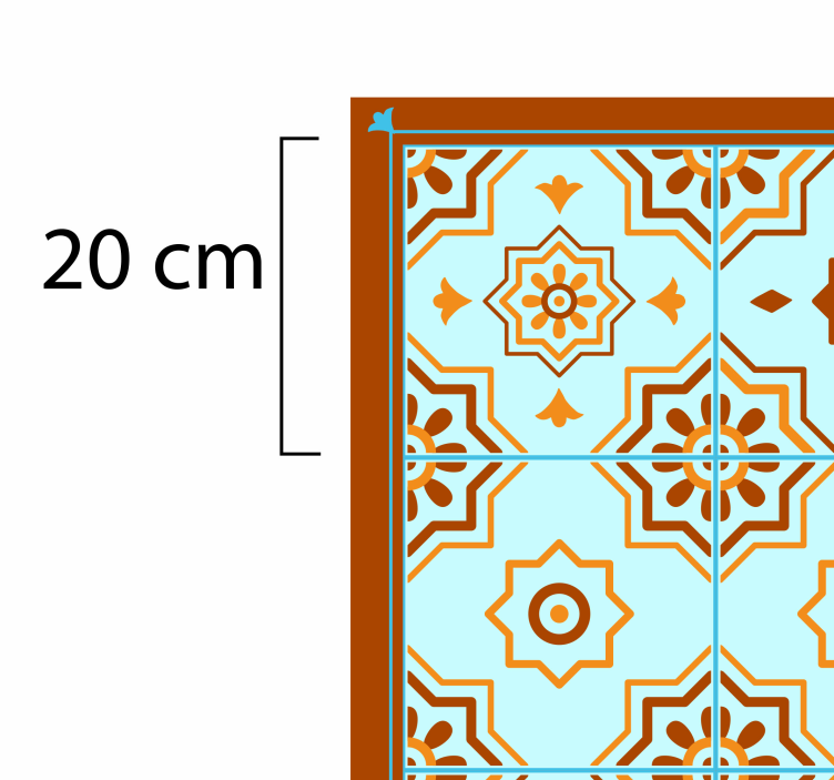 πορτοκαλί και μπλε μωσαϊκό πλακάκι βινυλίου κουβέρτα - TenStickers