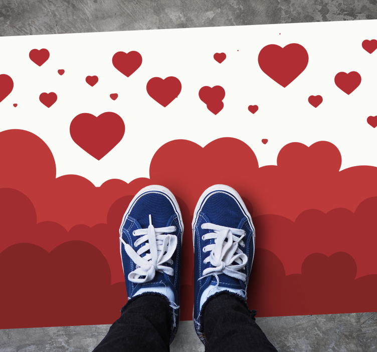 χαλί κρεβατοκάμαρας Μαύρο Καρδιά Σύννεφο Πρότυπο - TenStickers