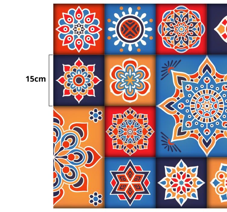 πολύχρωμα πλακάκια δαπέδου κουζίνας - TenStickers