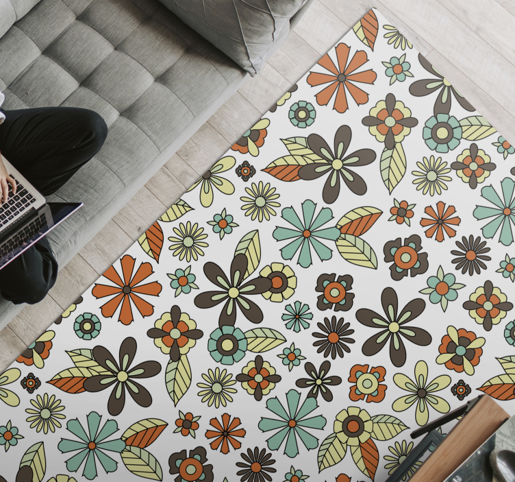 Πράσινο χαλί πράσινων λουλουδιών της δεκαετίας του 70 - TenStickers