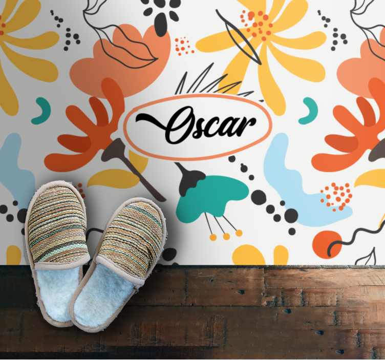 αφηρημένη τέχνη με έντονα χρώματα λουλουδάτο χαλί - TenStickers