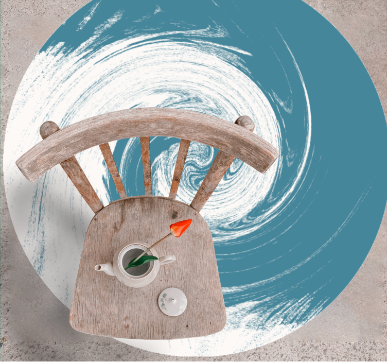 κυκλικό χαλί στροβιλιζόμενη μπλε αφηρημένη - TenStickers