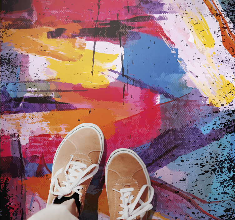 αφηρημένη μπογιά χρωματισμένη μοντέρνα κουβέρτα βινυλίου - TenStickers