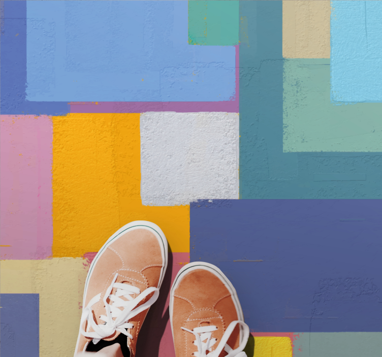 αφηρημένη ζωγραφική πολύχρωμα τετράγωνα χαλί βινυλίου - TenStickers