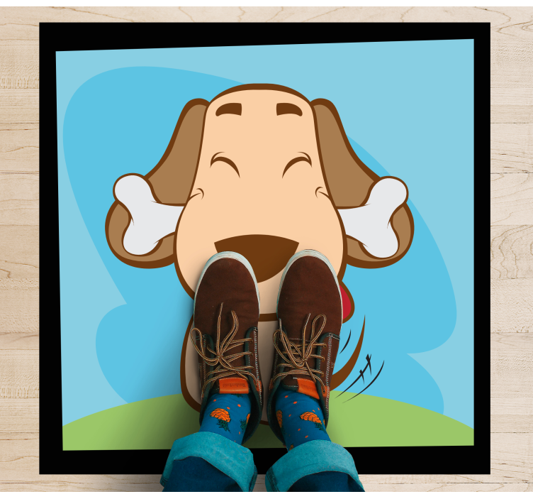 xαλί με εκτύπωση ζώου Ευτυχισμένο σκυλάκι με κόκκαλο - TenStickers