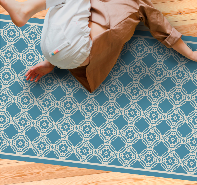 αντίκα vintage μπλε λευκό μοτίβο vintage χαλί - TenStickers