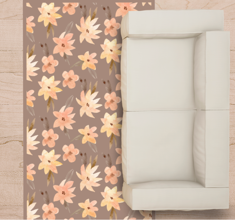 χαλί με παστέλ λουλούδια ακουαρέλα - TenStickers