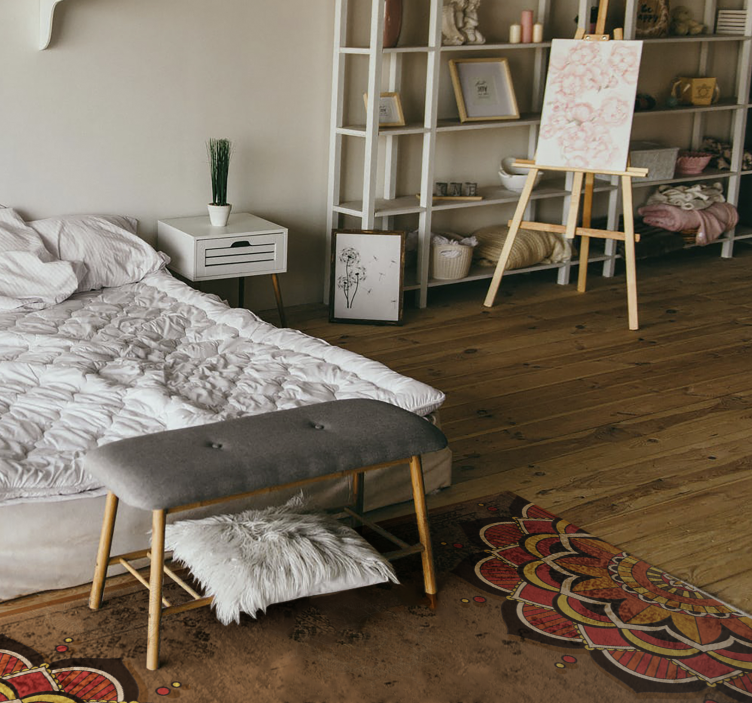 φθινοπωρινό μισό μαντάλα μανταλά βινυλίου χαλί - TenStickers