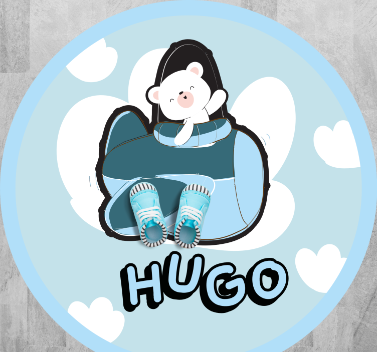 μωρό αρκούδα σε αεροπλάνο μπλε φόντο προσαρμοσμένο χαλί - TenStickers