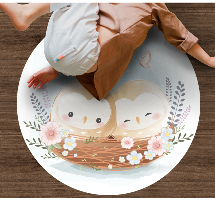 χαλί κρεβατοκάμαρας με κουκουβάγια και λουλούδια - TenStickers