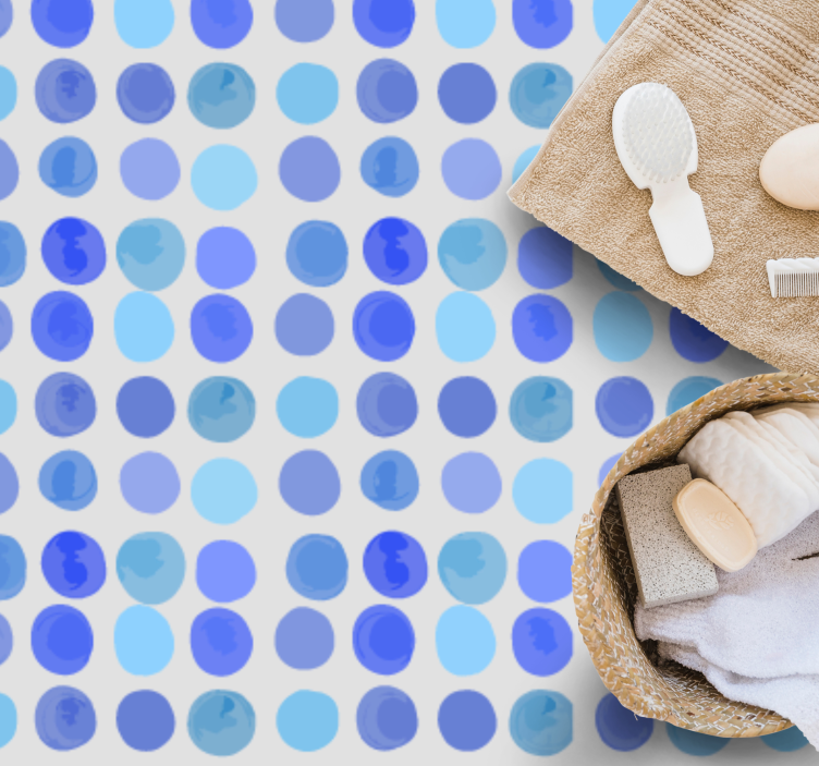 χαλακι μπανιου μοτίβο μπλε κουκκίδας - TenStickers
