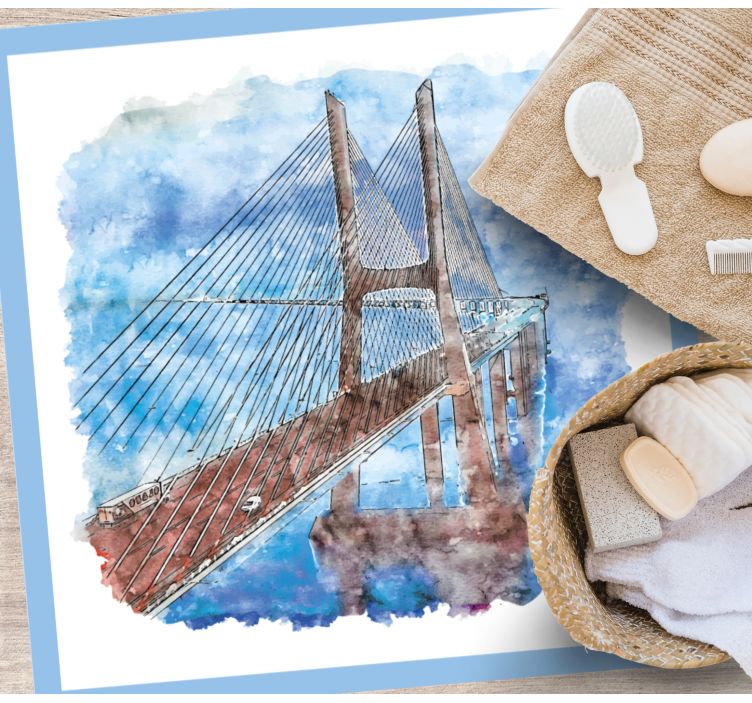 χαλακι μπανιου έργο τέχνης κρεμαστής γέφυρας - TenStickers