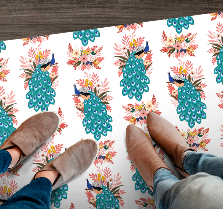 όμορφο μπλε χαλί από ζώα παγώνι - TenStickers