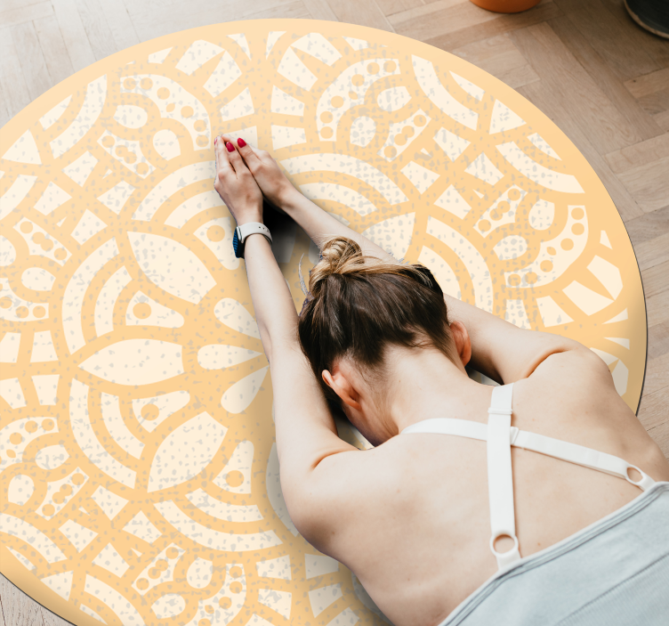 μπεζ κύκλος βινυλίου χαλί σκανδιναβικό χαλί - TenStickers