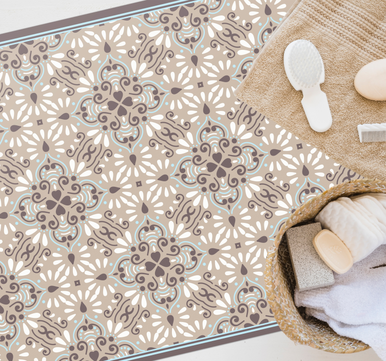 μπεζ λευκό μωσαϊκό χαλί πλακιδίων χαλί βινυλίου - TenStickers