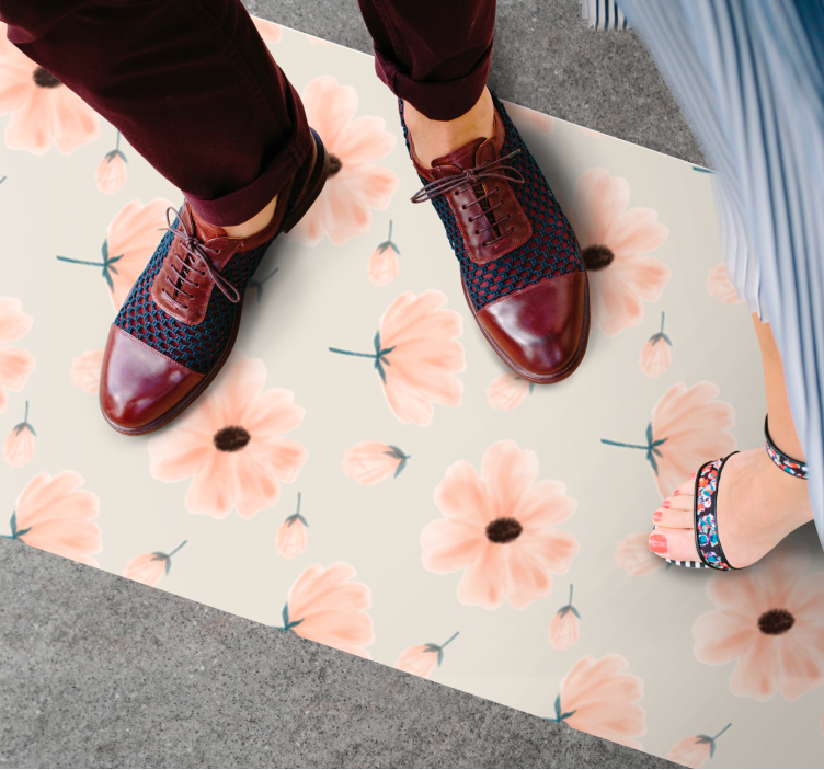 μεγάλα λουλούδια ακουαρέλα λουλουδάτο χαλί - TenStickers