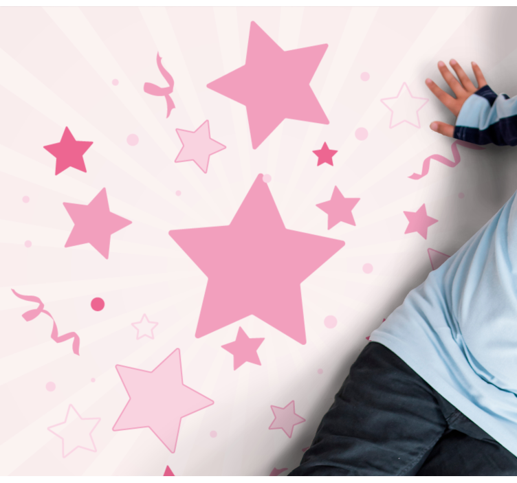 μεγάλα ροζ αστέρια χαλί τετράγωνο βινυλίου - TenStickers