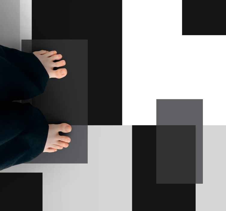 ασπρόμαυρο χρώμα μπλοκ τετράγωνο χαλί βινυλίου - TenStickers