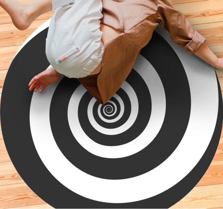 ασπρόμαυρο υπνωτικό ρετρό εφηβικό χαλί βινυλίου - TenStickers