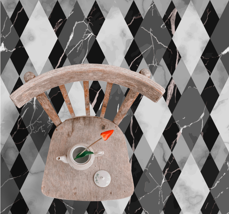 ασπρόμαυρο μαρμάρινο τετράγωνο χαλί πλακιδίων - TenStickers