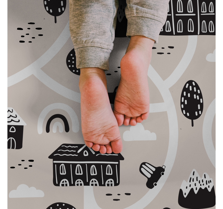 μαύρο και άσπρο δρόμο χαλί δρόμου - TenStickers