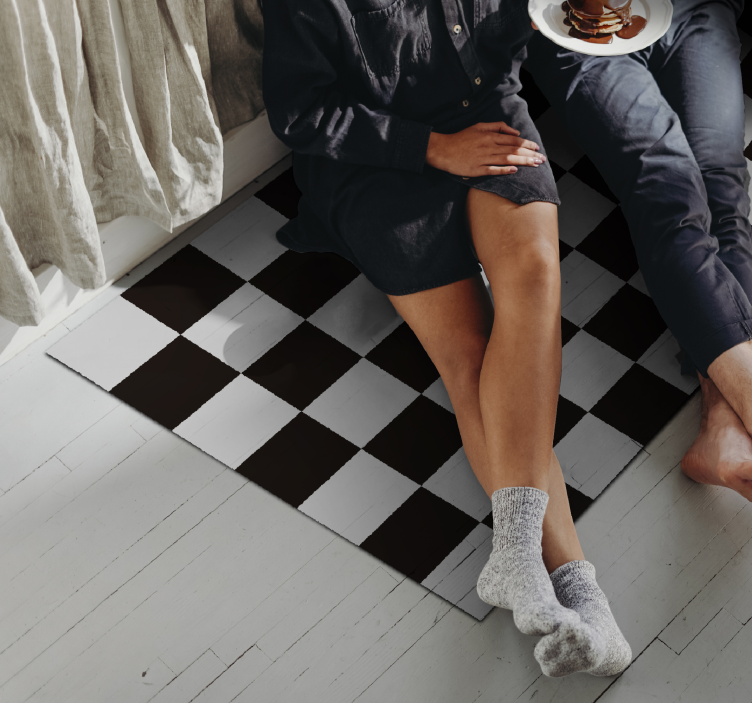 μαύρο και άσπρο πλακάκια κουβέρτα - TenStickers