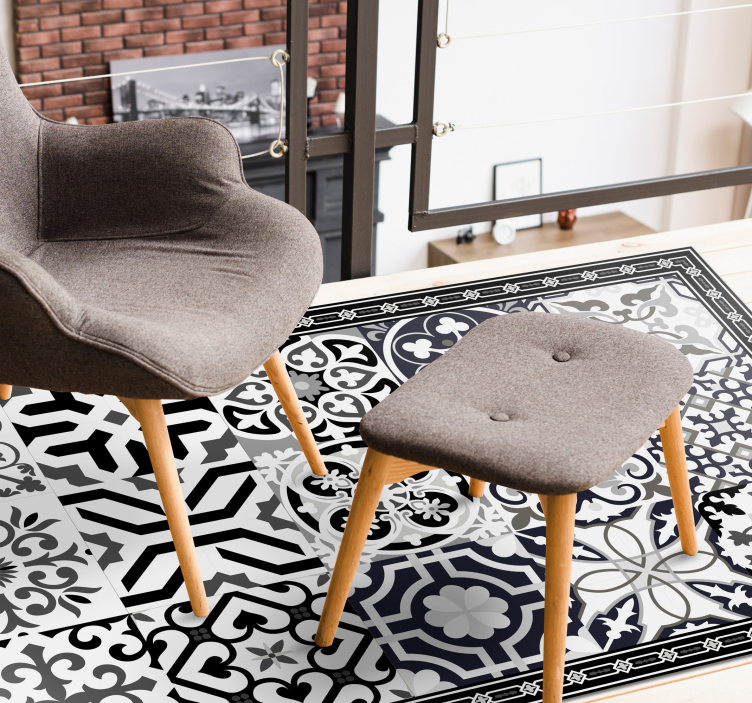 μαύρο τσιμέντο ουρά πλακάκι χαλί - TenStickers