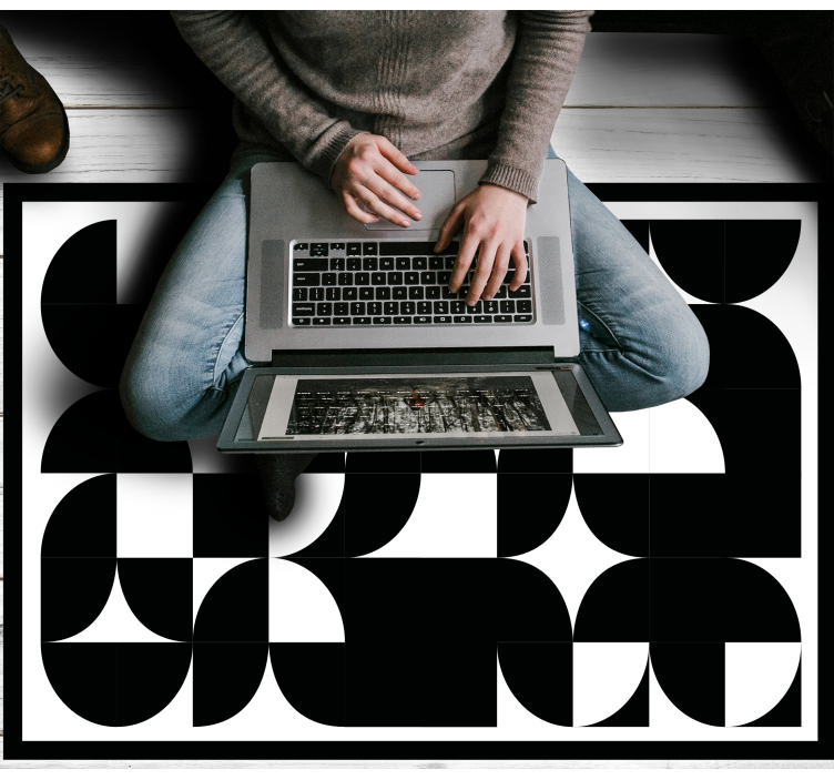 χαλιά μοτίβο γεωμετρικής τέχνης μαύρο κύκλο - TenStickers