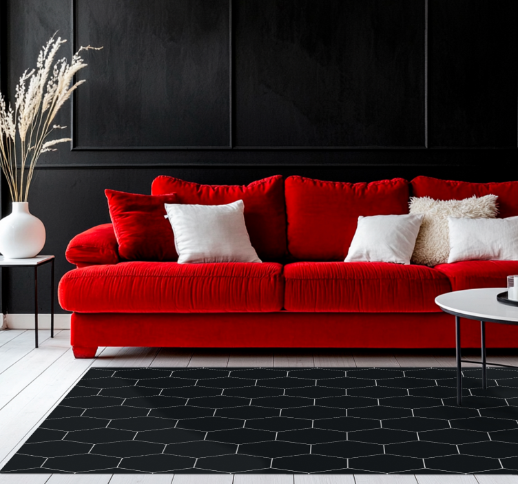 μαύρο χαλί εξάγωνο μωσαϊκό - TenStickers