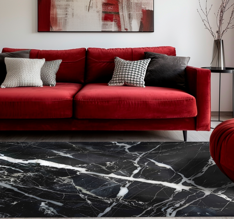 μαύρο χαλί λευκές αποχρώσεις μάρμαρο - TenStickers